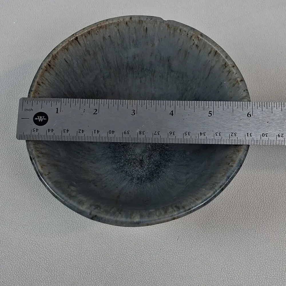 Handcrafted Handmade Ceramic Pottery Bowl Brown Blue 5.5